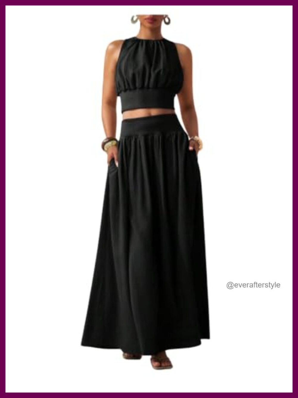 Women's 2 Piece Halter Crop Top Maxi Skirt Set Vacation Outfit